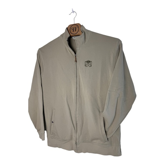 Ashworth Mens Full Zip Sweater XXL Beige Golf Zip 2 Pockets Heavy Weight - Picture 2 of 5